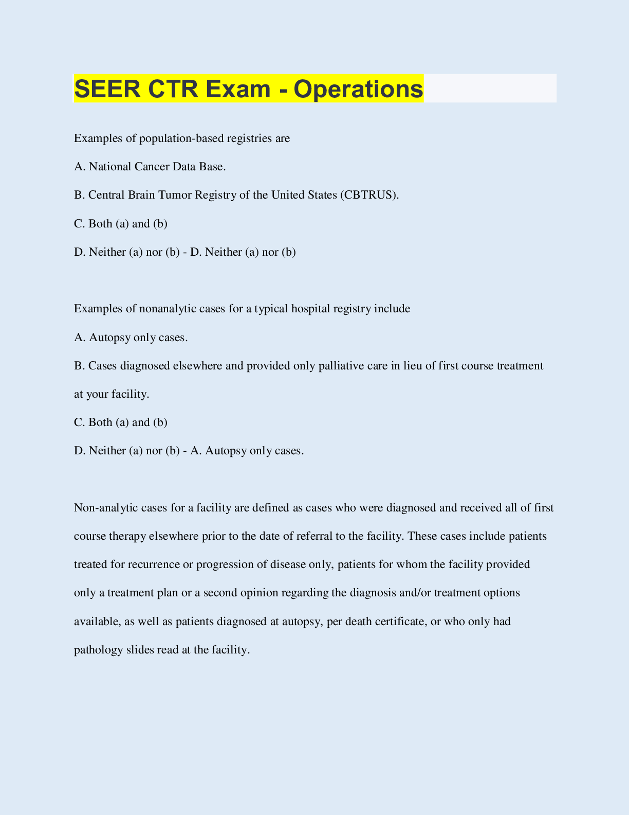 Preview image of SEER CTR Exam - Operations document